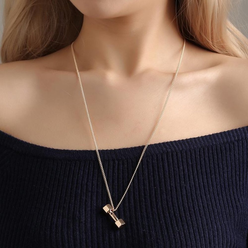 Girl Power Crossfit Dumbbell Necklace - Picture 1 of 3